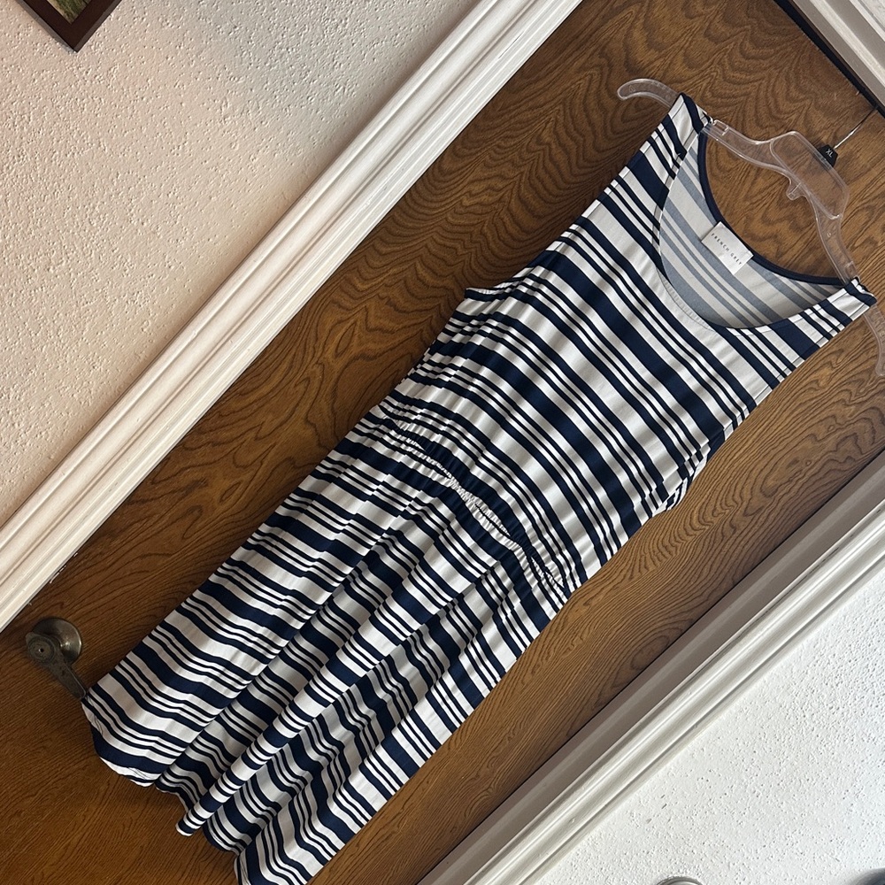 French Grey Navy and White Striped Top